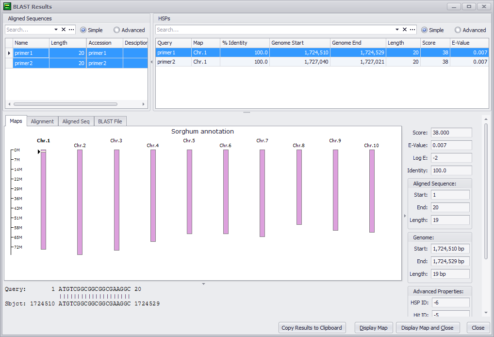 Mapping Primers for PCR Products